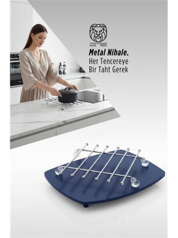 Juliette Serisi Krom Kare Metal Nihale - 19 cm Isıya Dayanıklı Lüks Tencere Altlığı